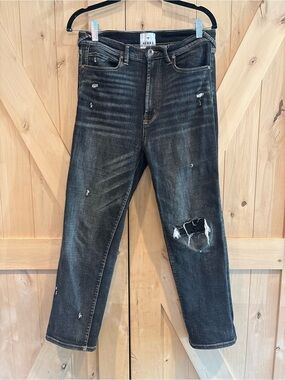 Serra Slim Straight Distressed Black Jeans